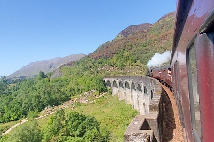 Glenfinnan Viaduct on the Harry Potter Train in Scotland