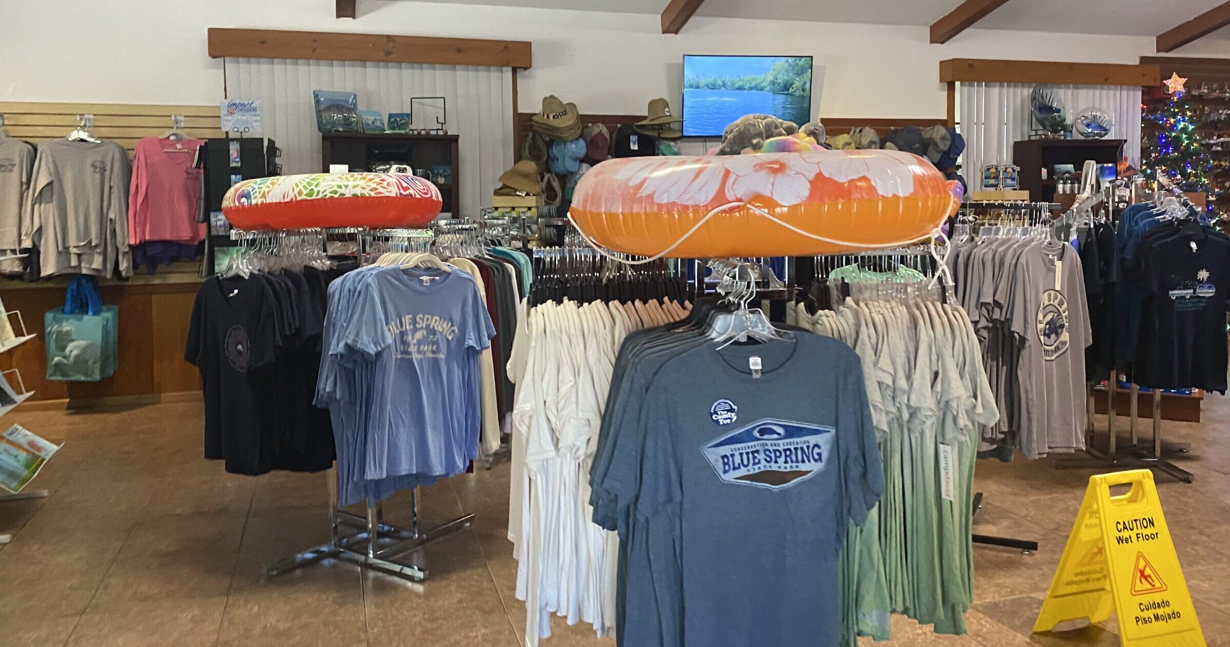 gift shop inside state park with shirts and merchandise