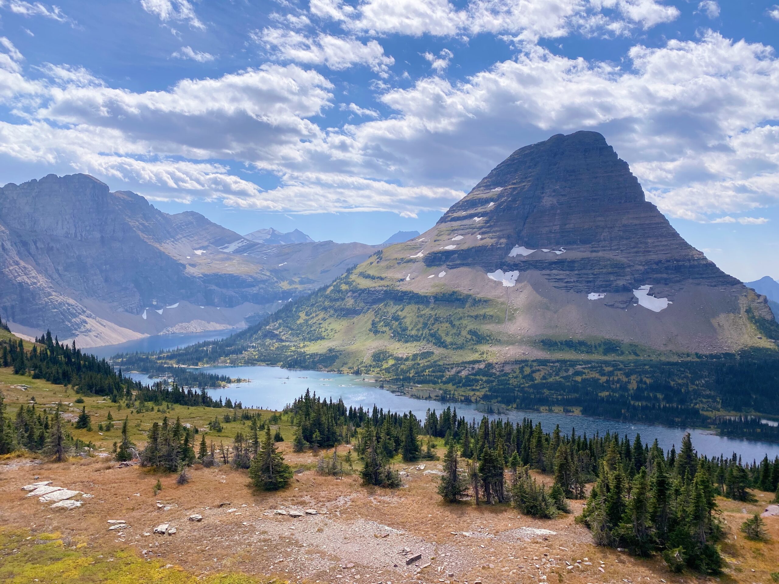 glacier national park mountain with river at the bottom- 7 day montana itinerary