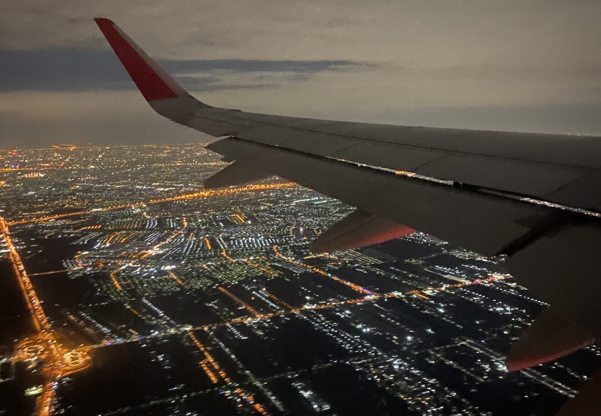 airplane view at night