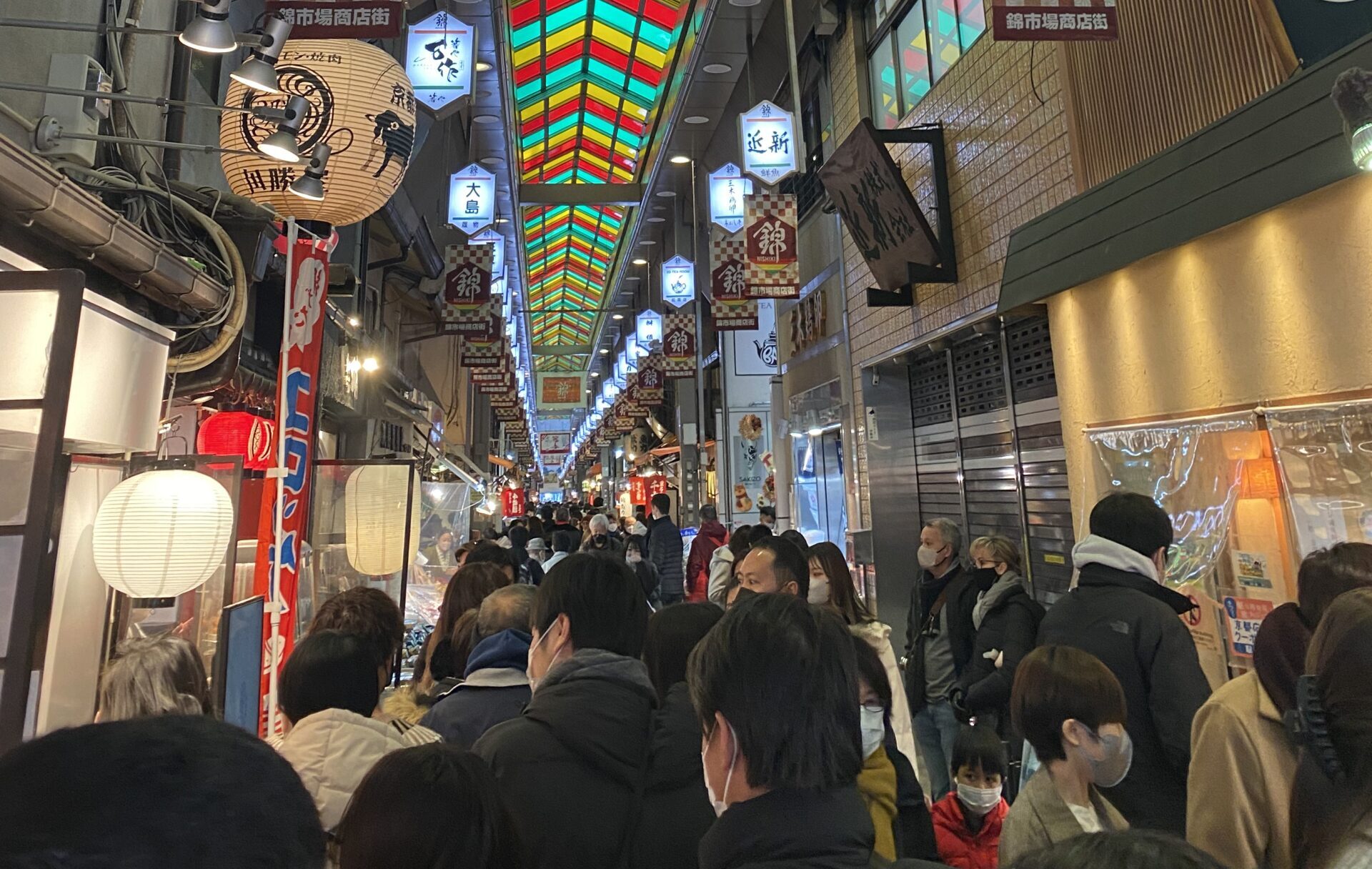 busy japanese market with food