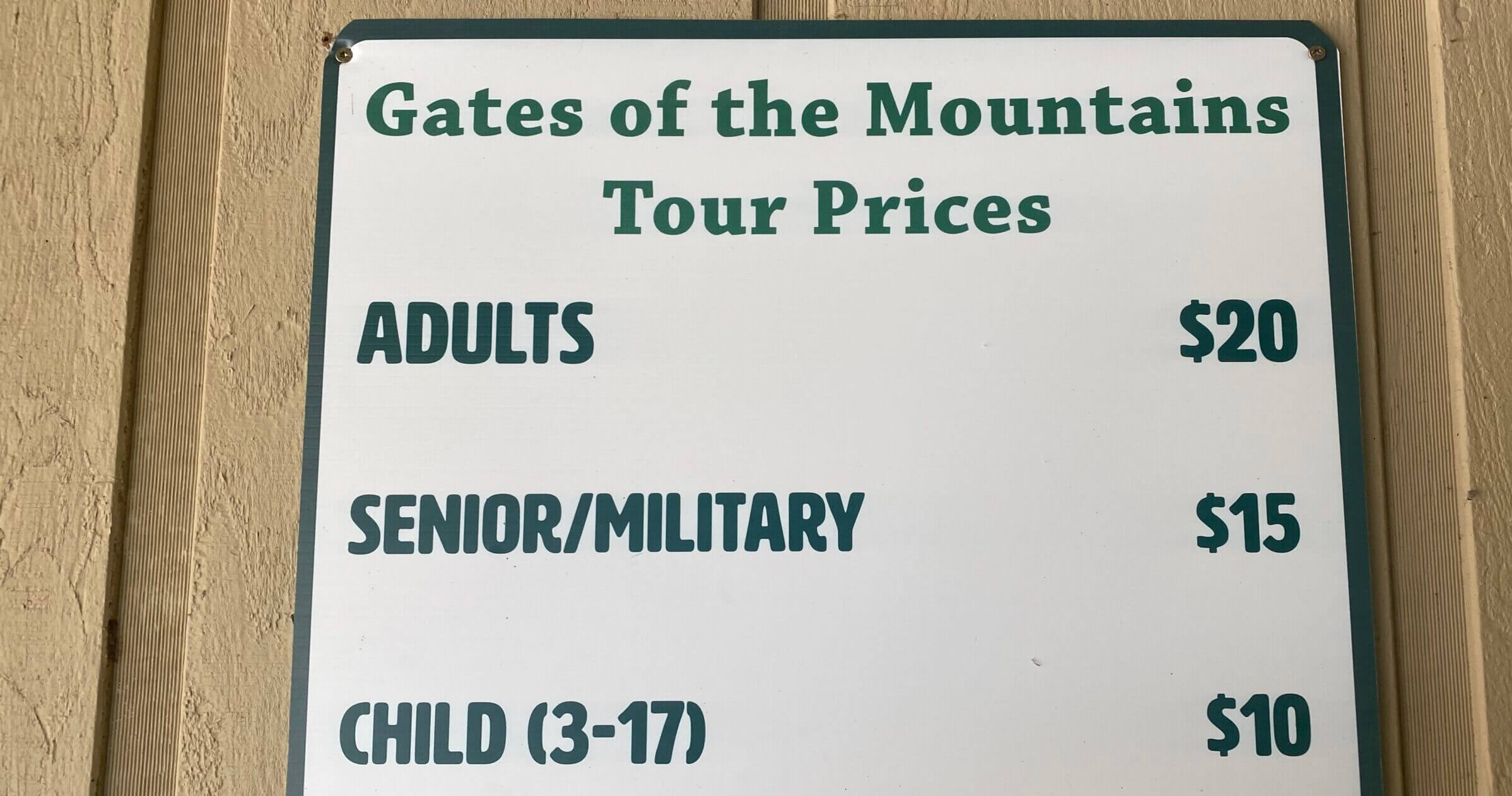 gates of the mountains tour prices