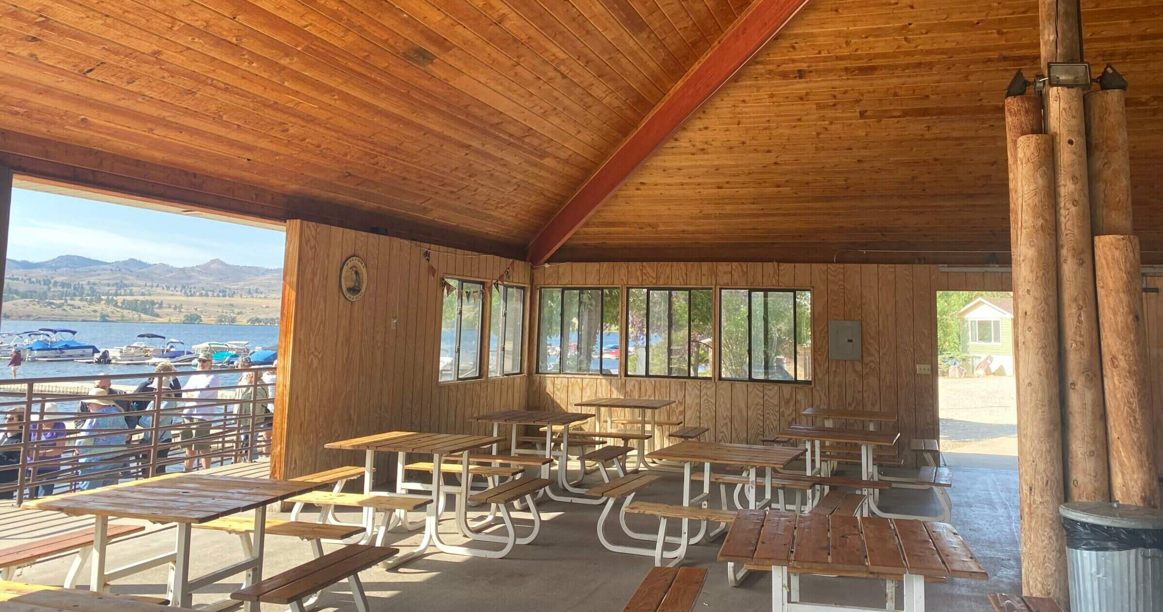 indoor seating area at gates of the mountains