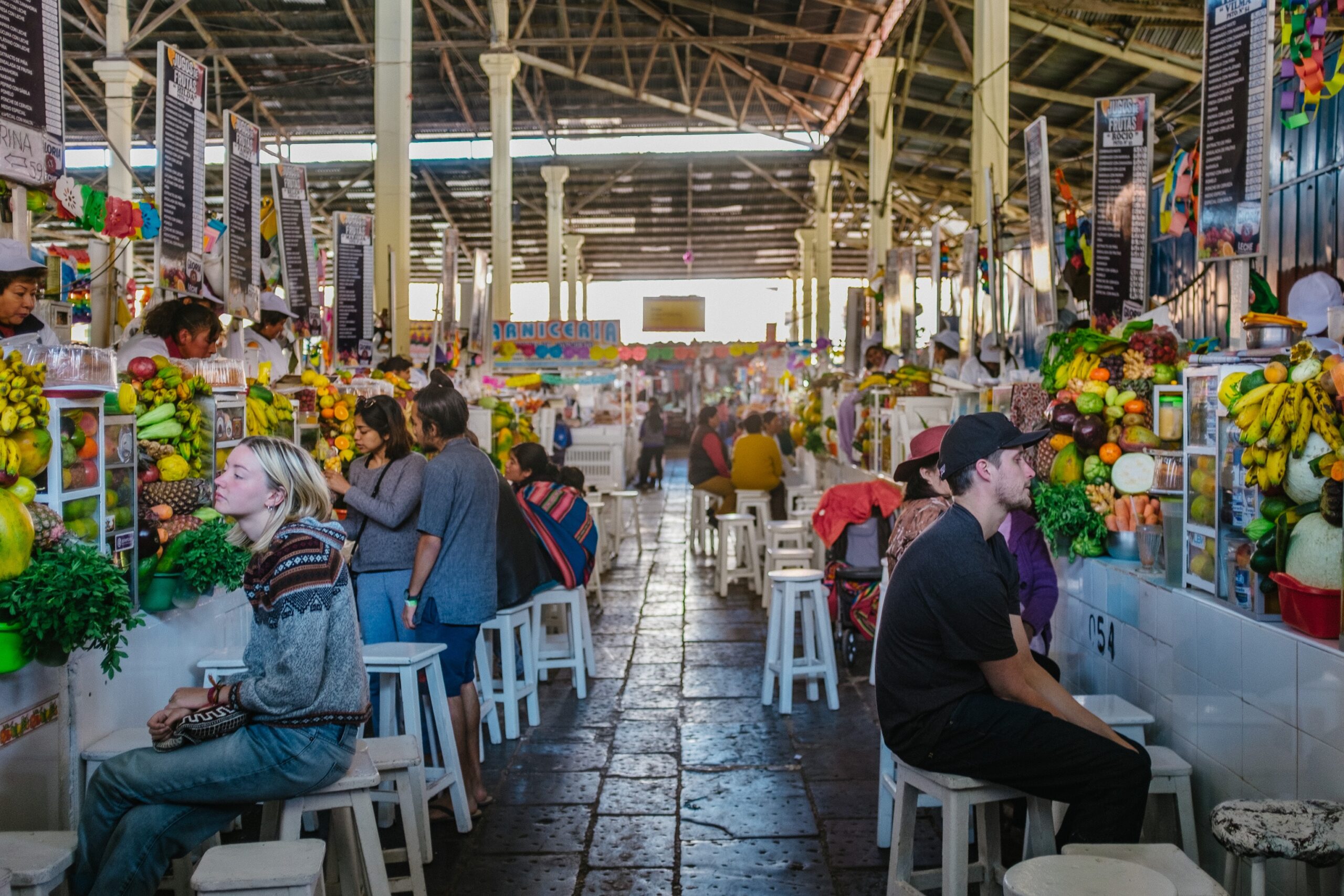 inside a food market in peru