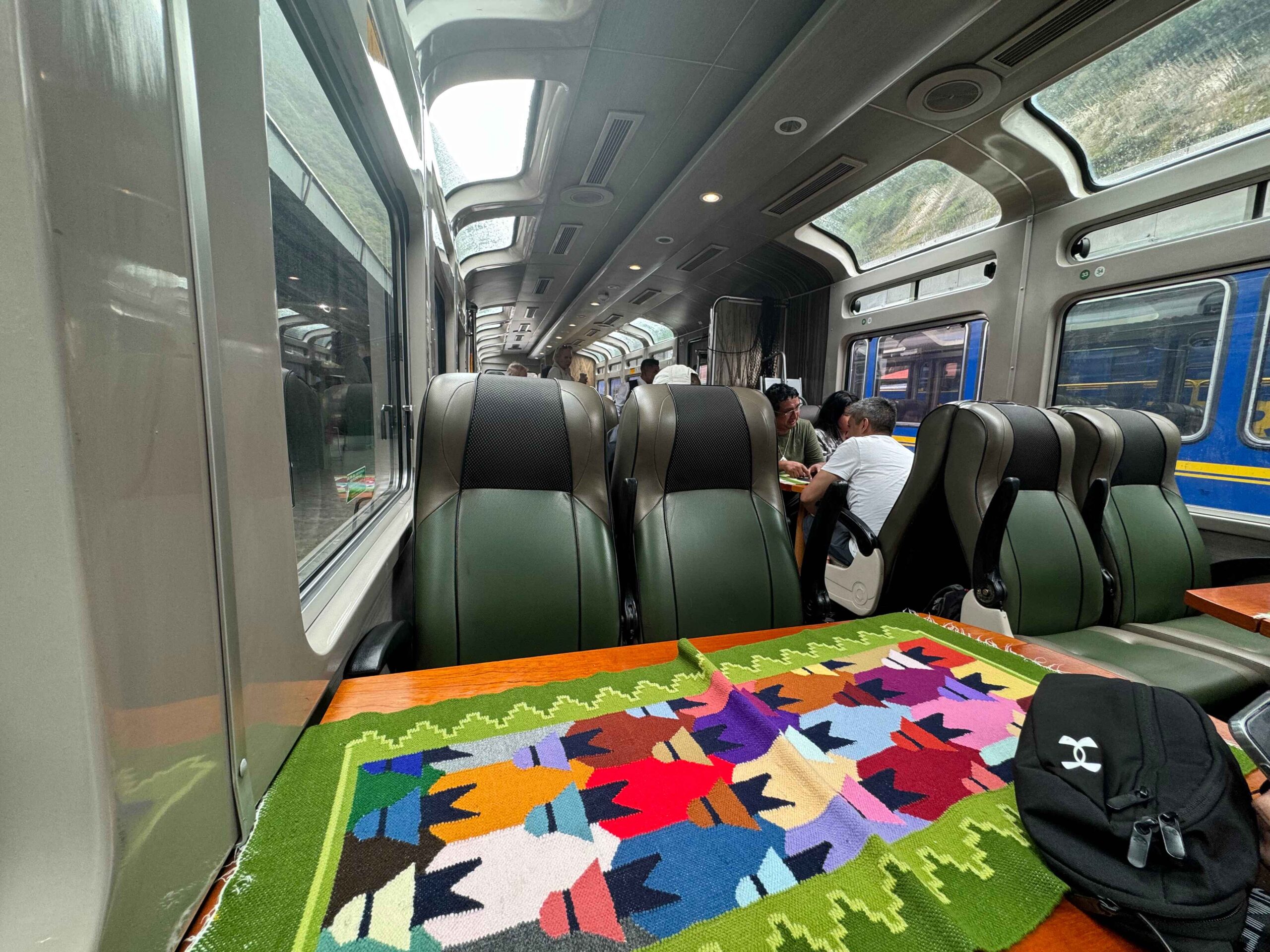 interior of peru rail train with big windows