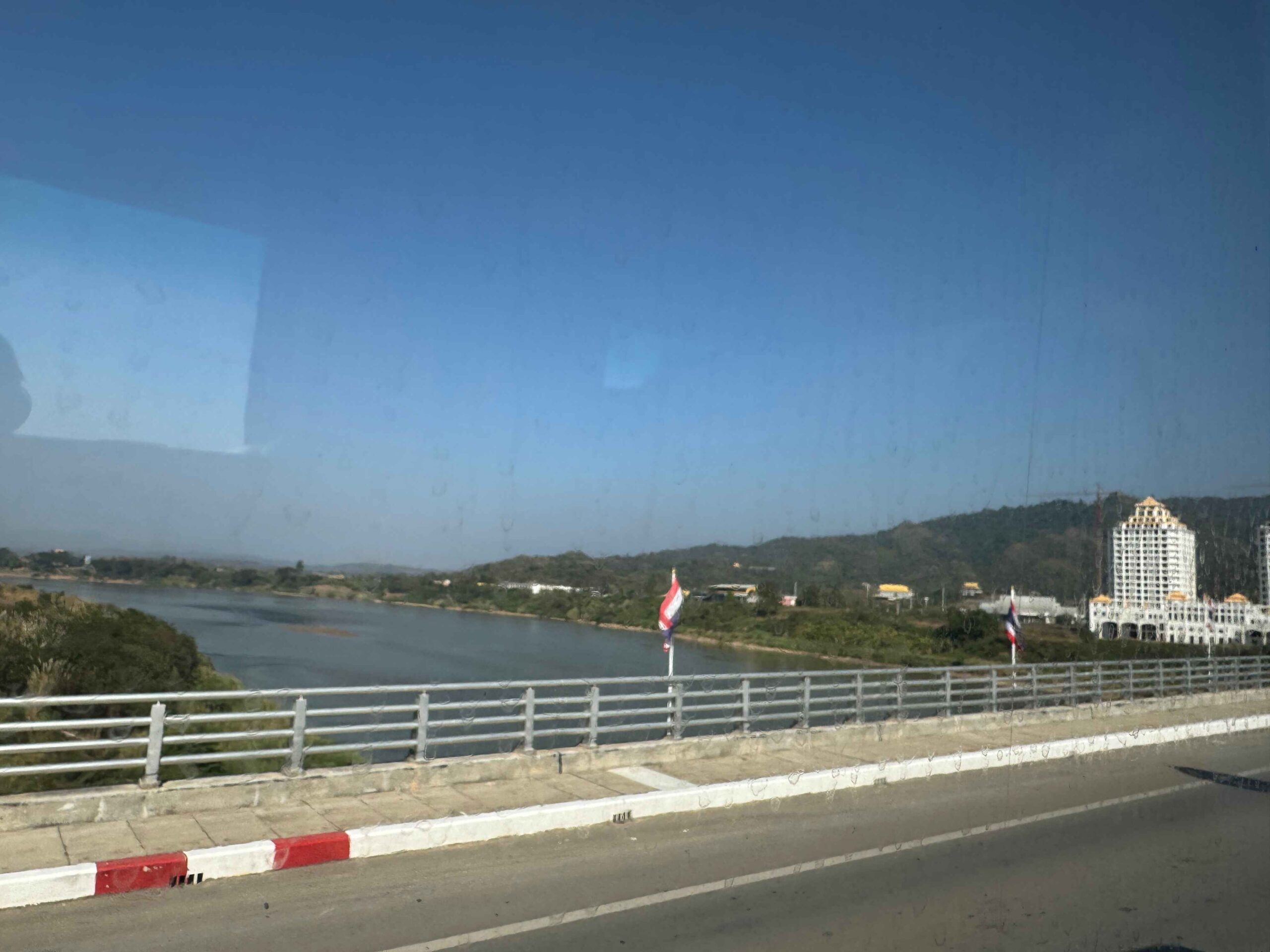 Thai-Laos friendship bridge over a river