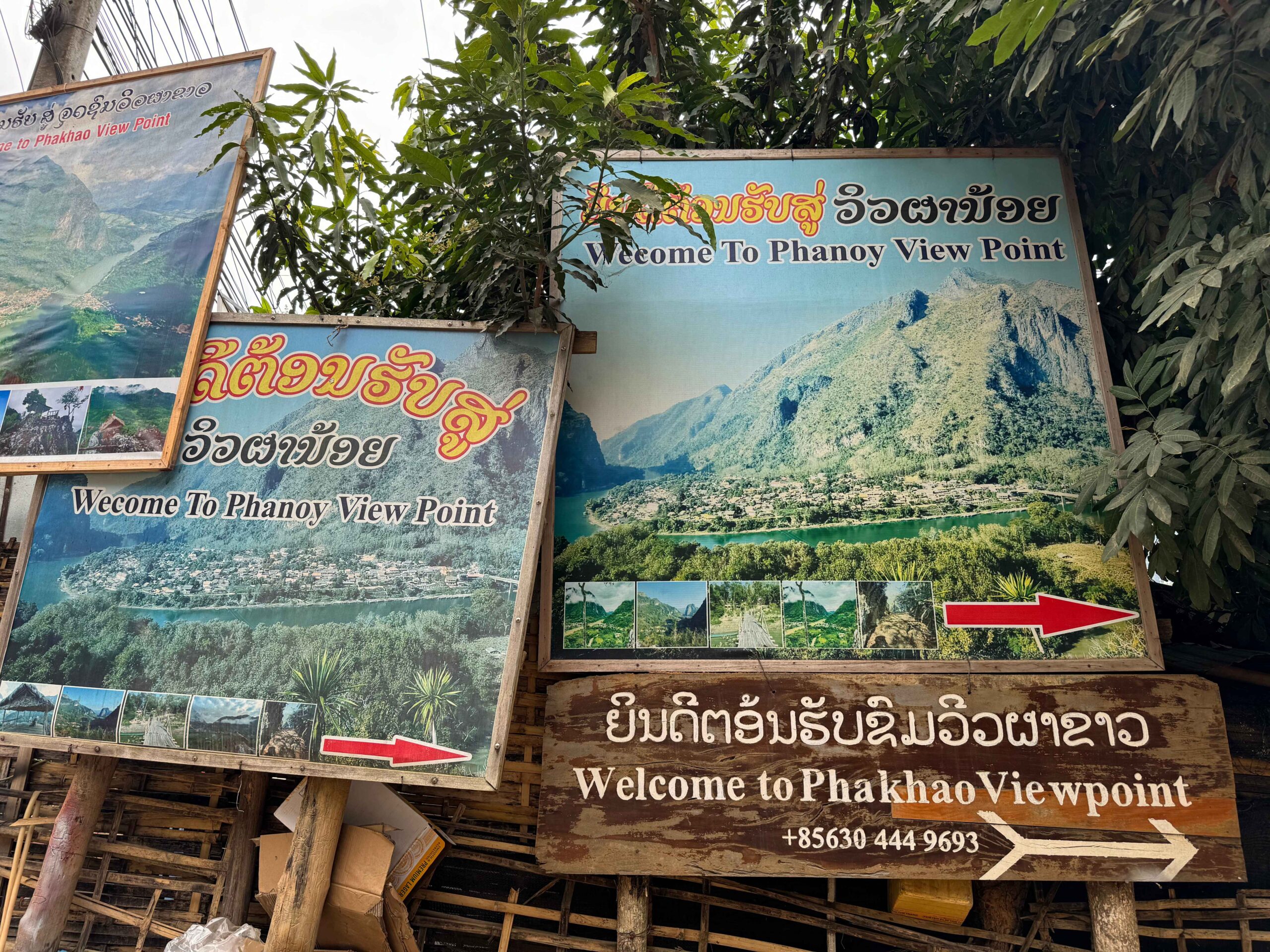 Nong khiaw viewpoint sign with information - nong khiaw viewpoints