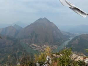 Pha Khao Viewpoint in Nong Khaiw with mountain and village