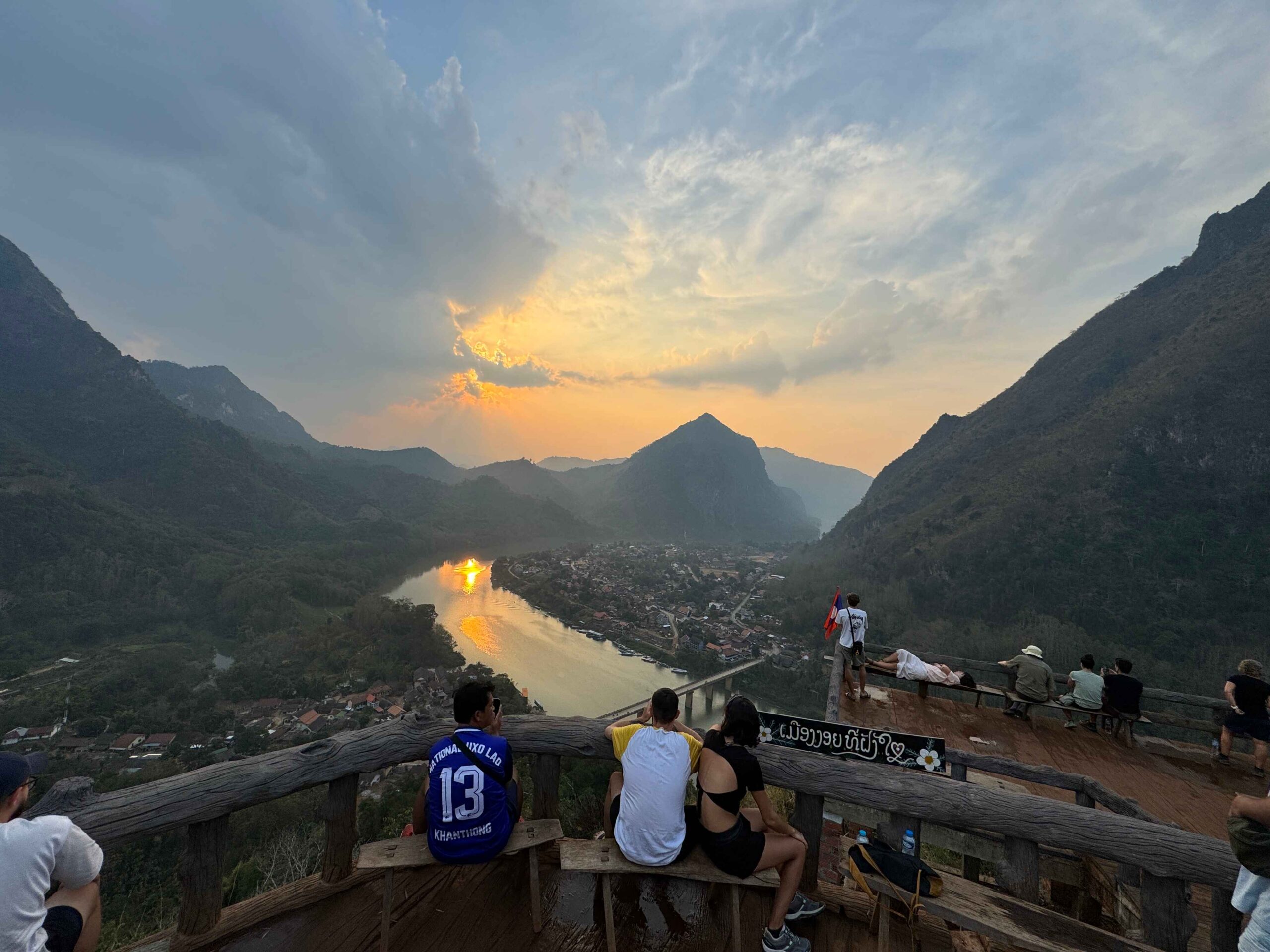 viewpoint at sunset with people