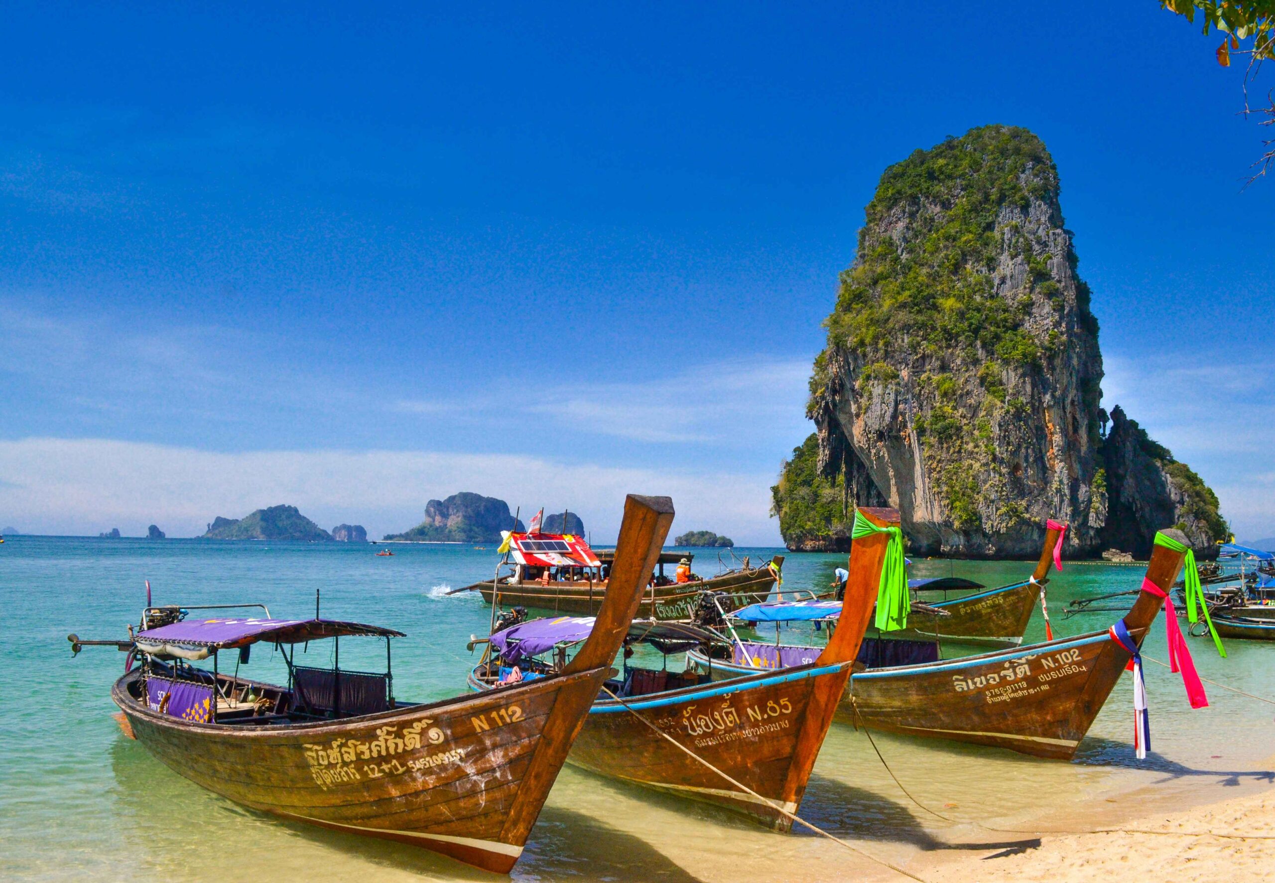 longtail boat on the beach